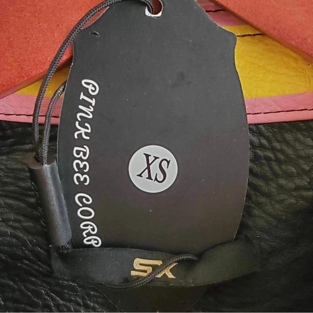 SX Honey Pot Black Faux Vegan Leather Jacket Slipknot Graffiti Punk Moto NWT XS - Picture 7 of 10